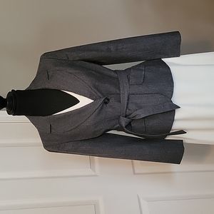 Ann Taylor gray tweed belted blazer size 6p